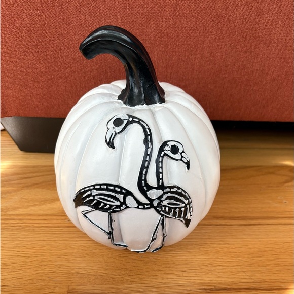 Bealls Florida white flamingo skeleton Halloween pumpkin - Picture 1 of 5